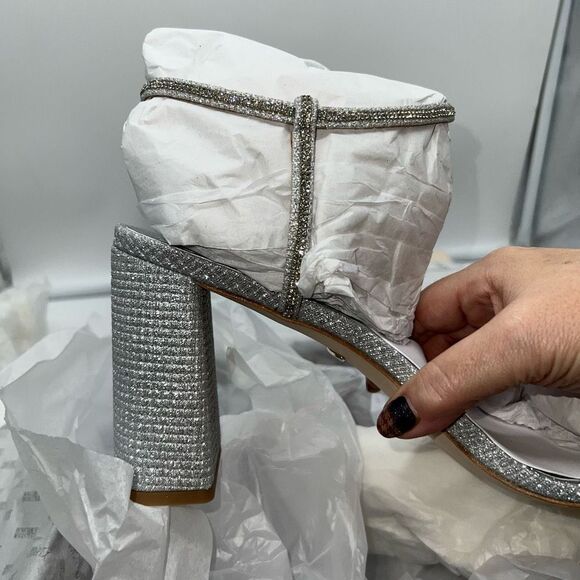 Badgley Mischka Collection Rebekah Block Heel Sandal in Silver - Picture 6 of 15